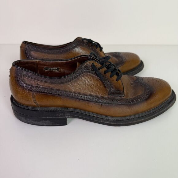 Vintage Nunn Bush Two Tone Brown Wingtip Brogue Oxford Dress Shoes Mens 7.5D USA main image 6